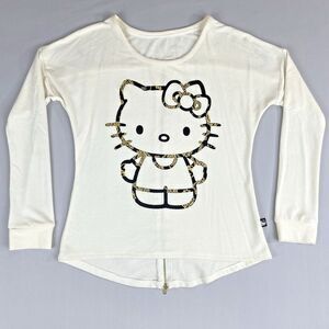 Sanrio Hello Kitty Back Zip Top Ladies Sm Ivory Long Sleeve Kawaii Simple Kpop